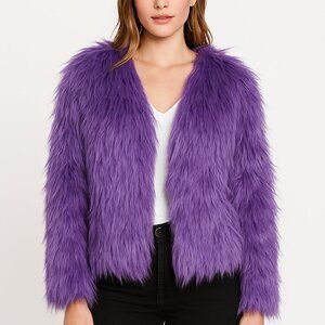 Faux Fun Fur Purple Short Jacket Medium